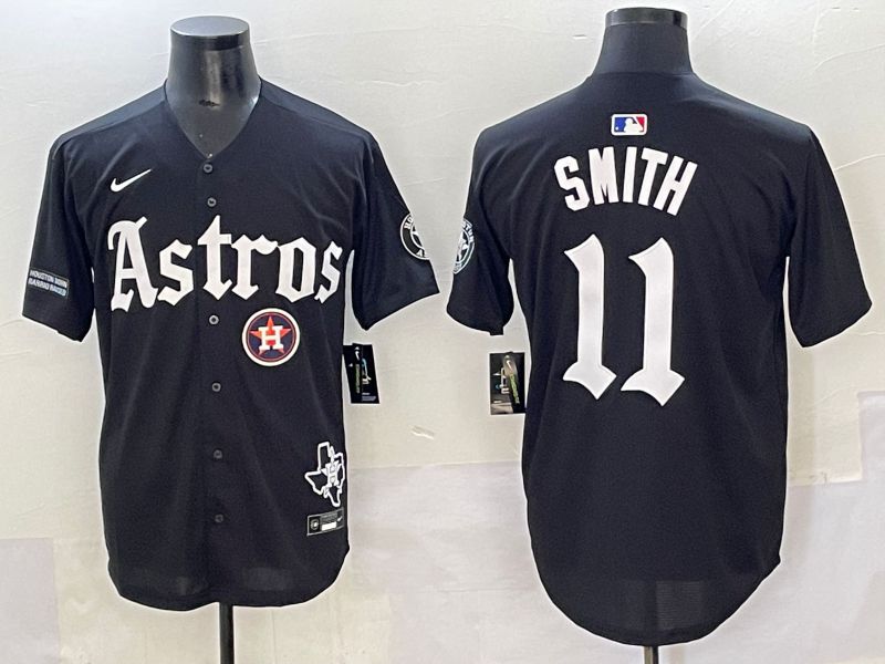 Men 2025 Houston Astros 11 Smith Black Five generations Joint Name Nike MLB Jersey style 47